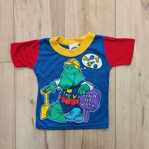 Vintage Colour-Block Dino At Work T-shirt